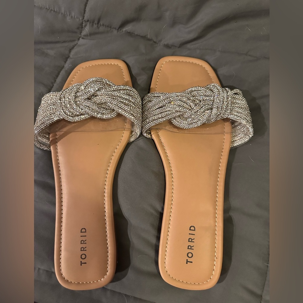 Torrid dressy rhinestone slides 12 WW